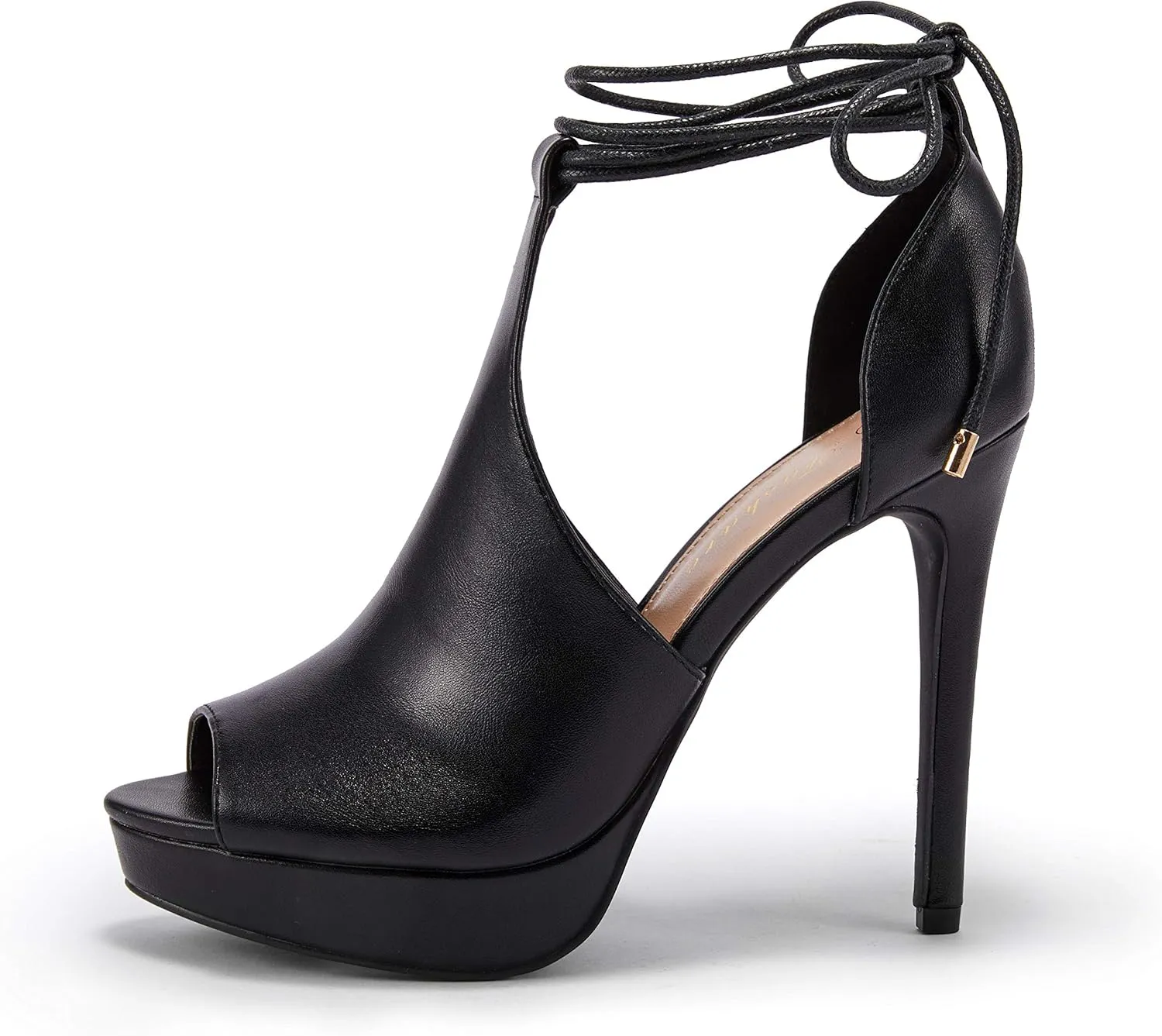 Womens Peep Toe Platform Heels Sexy Sandals Strappy Lace Up Tie Stilettos Dress Pumps Shoes