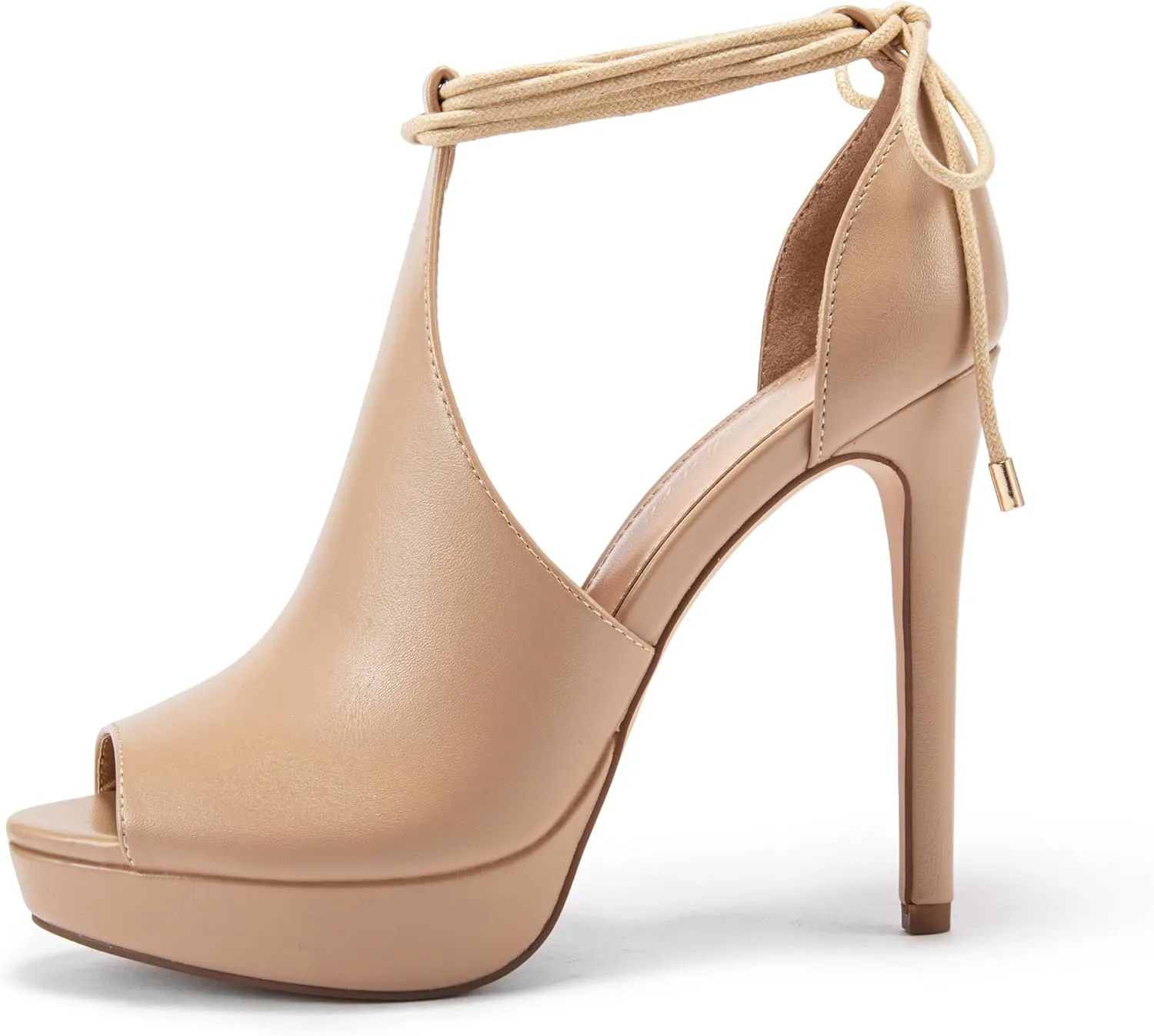 Womens Peep Toe Platform Heels Sexy Sandals Strappy Lace Up Tie Stilettos Dress Pumps Shoes