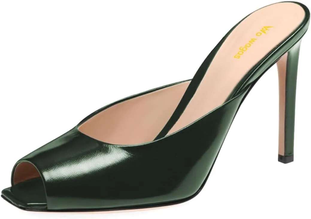 Women's Peep Toe Stiletto High Heeled Sandals Backless Slip On Slippers Mules Comfy Prom Party Daily Shoes Size 4-16 US