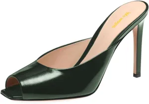 Women's Peep Toe Stiletto High Heeled Sandals Backless Slip On Slippers Mules Comfy Prom Party Daily Shoes Size 4-16 US
