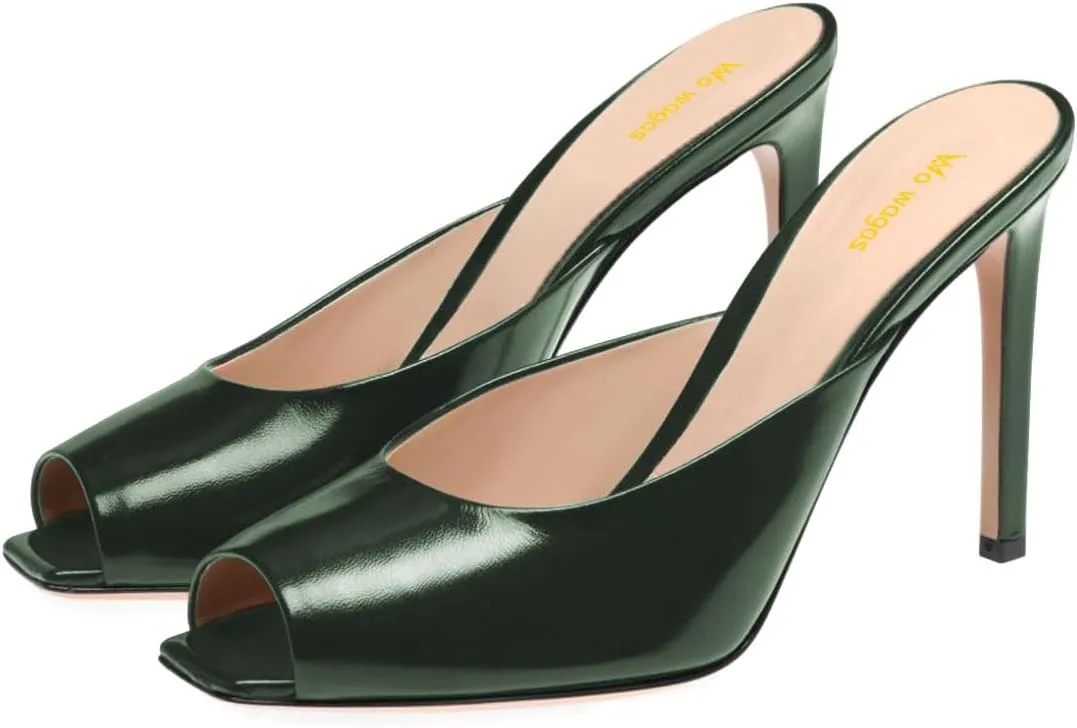 Women's Peep Toe Stiletto High Heeled Sandals Backless Slip On Slippers Mules Comfy Prom Party Daily Shoes Size 4-16 US