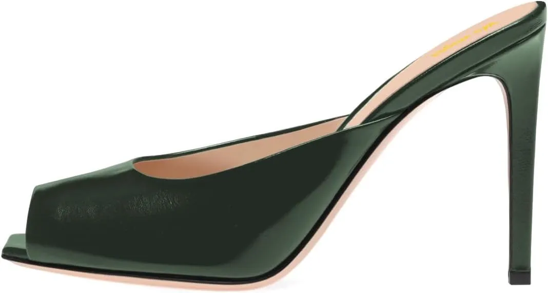 Women's Peep Toe Stiletto High Heeled Sandals Backless Slip On Slippers Mules Comfy Prom Party Daily Shoes Size 4-16 US