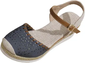 Women's Platform & Wedge Sandals Summer Closed Toe Hollow Out Orthopedic Shoes Comfort Breathable Slip On Summer Sandals with Adjustable Buckle Ankle Strap