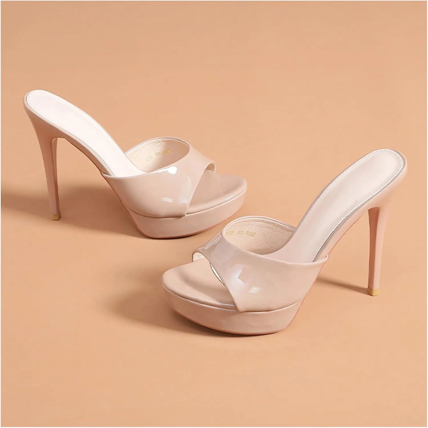 Women's Platform Round Open Toe High Heel Sandals Stiletto Fish Mouth High Heels Slipper 5 Inches Heels
