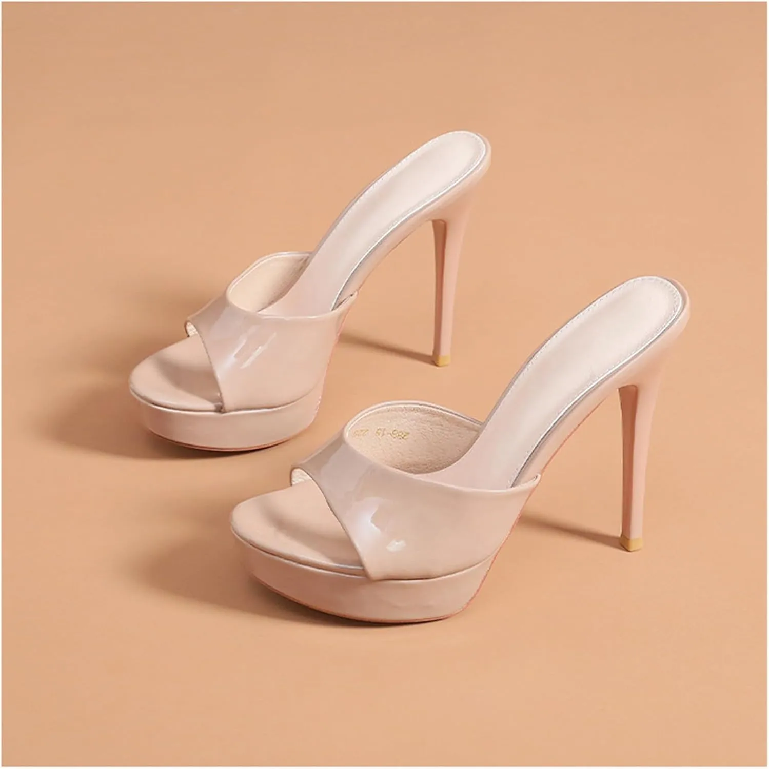 Women's Platform Round Open Toe High Heel Sandals Stiletto Fish Mouth High Heels Slipper 5 Inches Heels