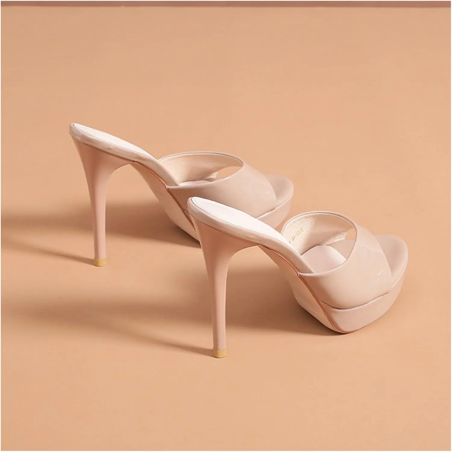 Women's Platform Round Open Toe High Heel Sandals Stiletto Fish Mouth High Heels Slipper 5 Inches Heels