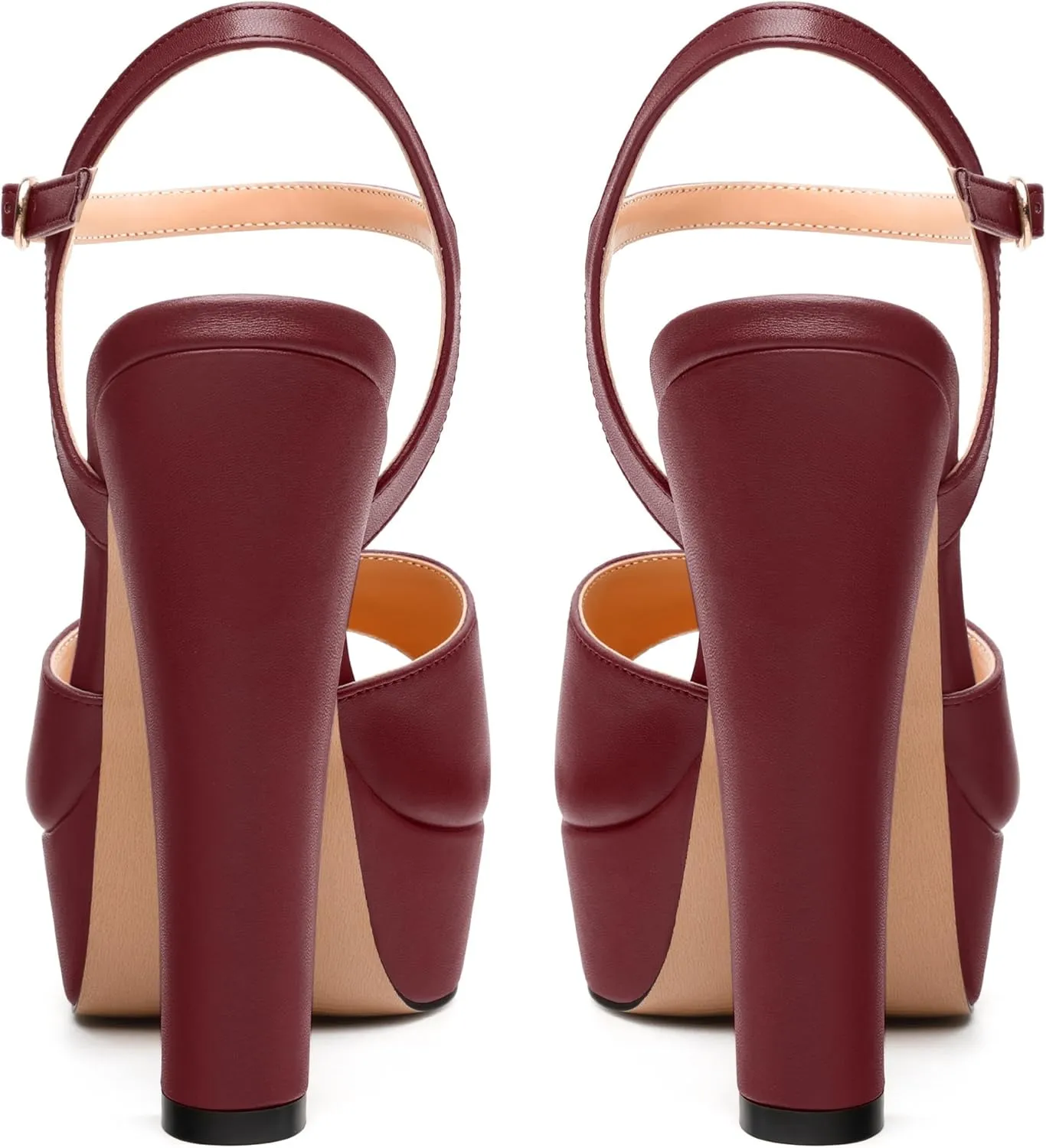Womens Platform Sandals Open Toe Buckle Ankle Strap Fashion Solid Matte Heeled Sandals 5 inch