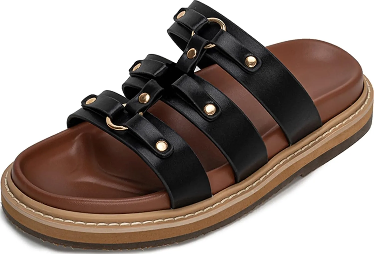 Women's Platform Sandals Summer Casual Slip On Beach Sandals Raffia Flat Sandals