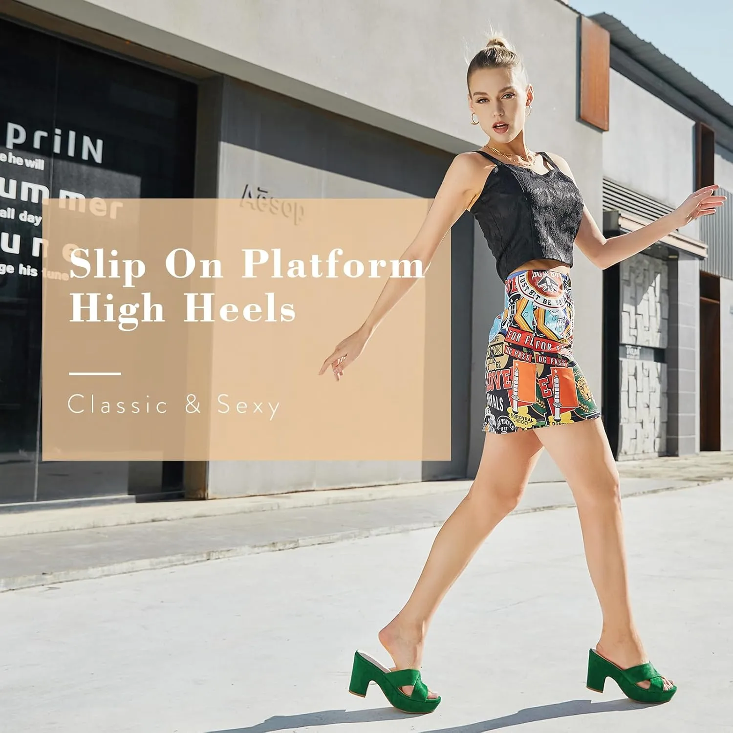 Women's Platform Sandals Wedges Heels Sandals Open Toe Slip On Platform Heels Mules Dressy Pumps