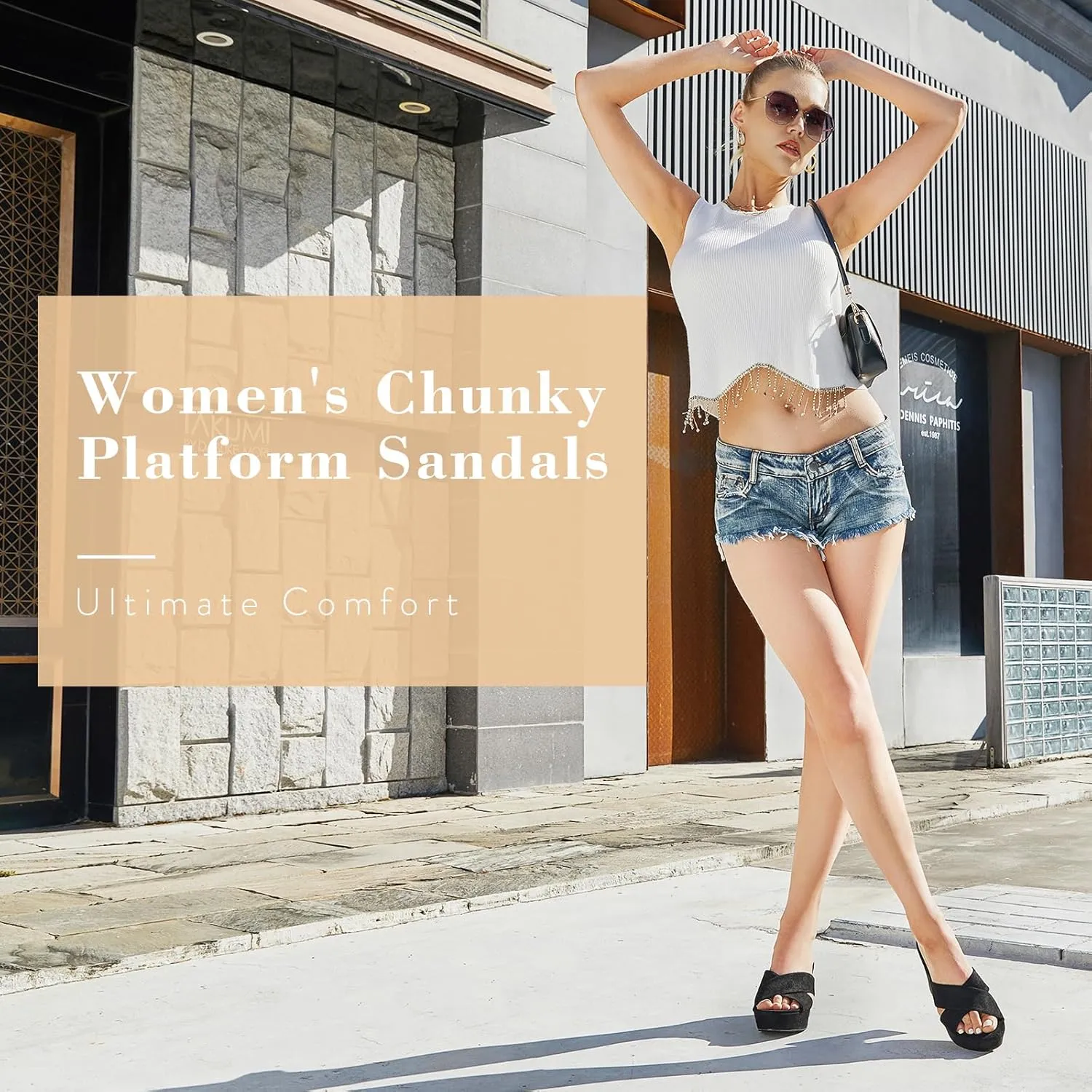 Women's Platform Sandals Wedges Heels Sandals Open Toe Slip On Platform Heels Mules Dressy Pumps