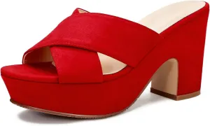 Women's Platform Sandals Wedges Heels Sandals Open Toe Slip On Platform Heels Mules Dressy Pumps