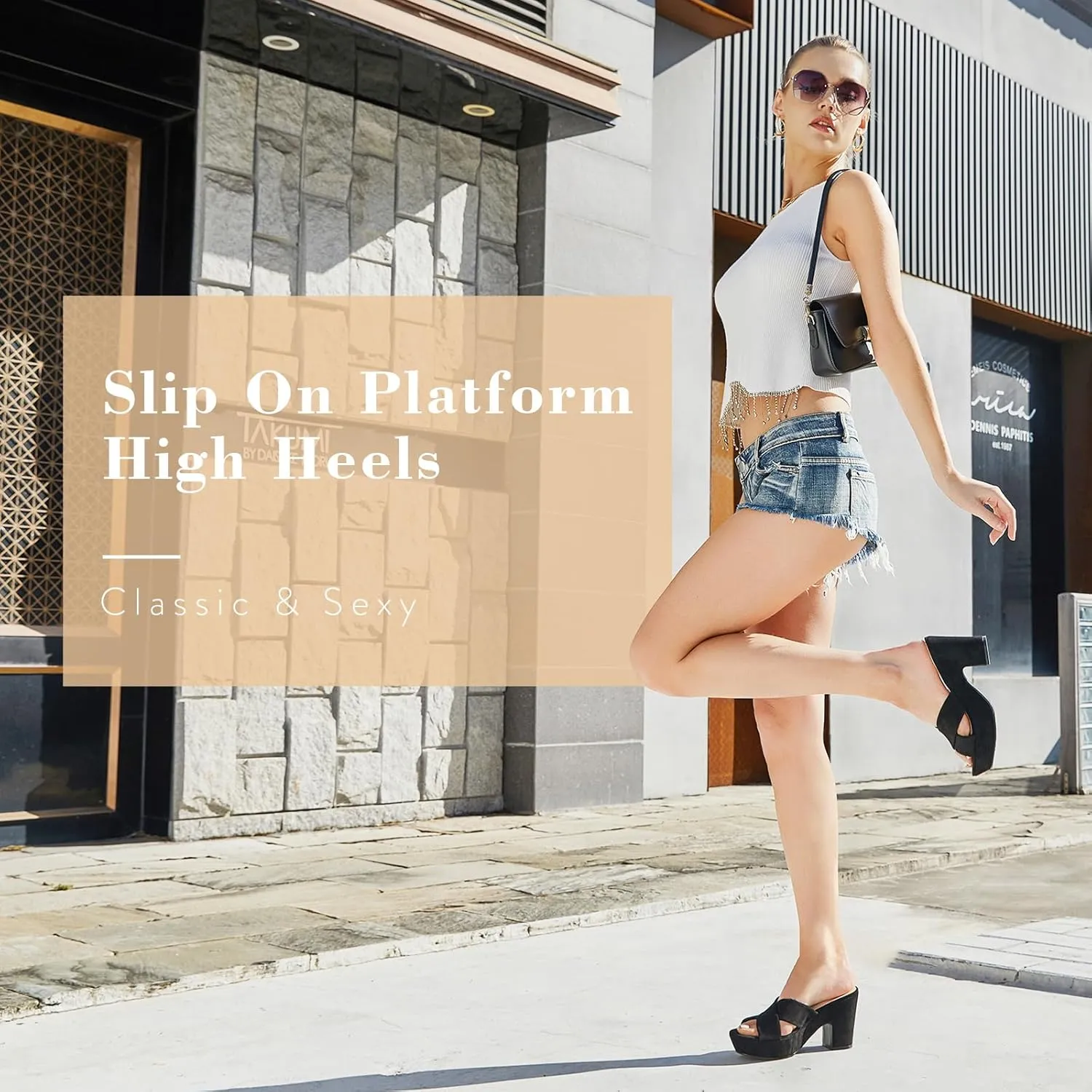 Women's Platform Sandals Wedges Heels Sandals Open Toe Slip On Platform Heels Mules Dressy Pumps