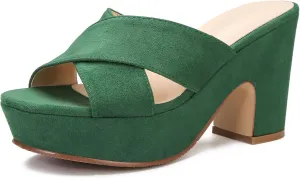 Women's Platform Sandals Wedges Heels Sandals Open Toe Slip On Platform Heels Mules Dressy Pumps
