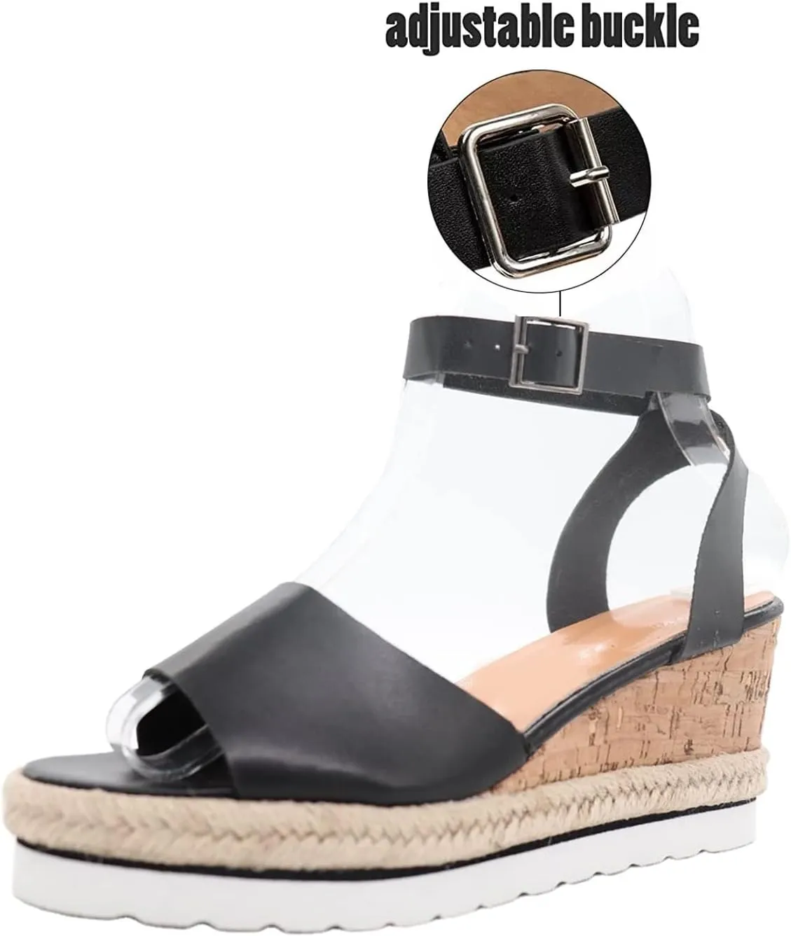 Womens Platforms Wedges Mule Sandals Summer Clogs Slip-On for Women Open Toe Shoes Women's Summer Ankle Strappy Espadrille Casual Sandals,Gold,US6/EU37