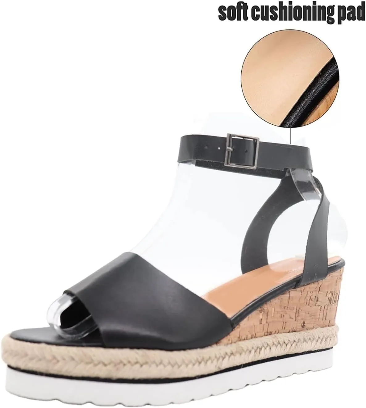 Womens Platforms Wedges Mule Sandals Summer Clogs Slip-On for Women Open Toe Shoes Women's Summer Ankle Strappy Espadrille Casual Sandals,Gold,US6/EU37