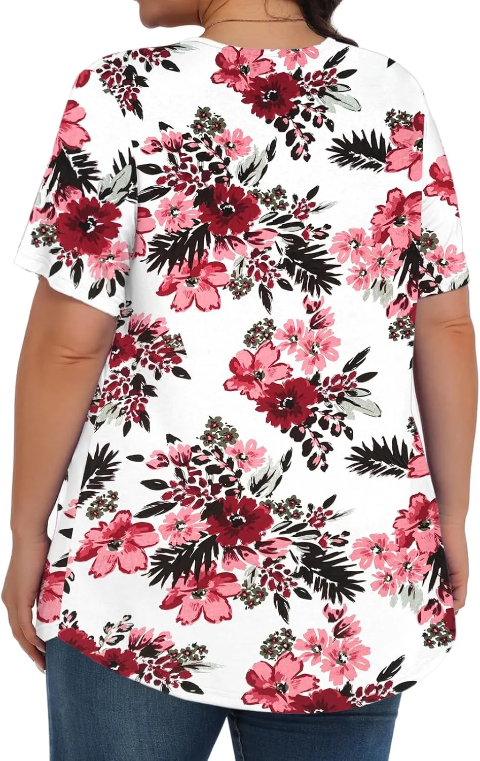 Womens Plus Size Tops Tunic Short Sleeve Crew Neck Shirts Casual Soft Blouse 1X-5X
