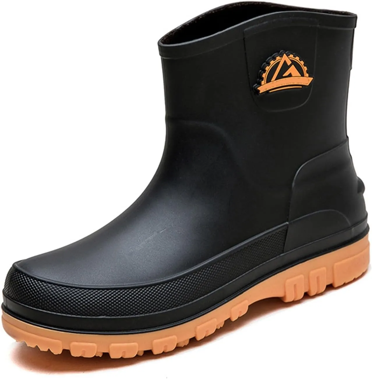 Women's Rain Boots Chelsea Mid Heel Ankle Boots Waterproof Non-Slip Chunky Platform Lug Sole Short Garden Boots