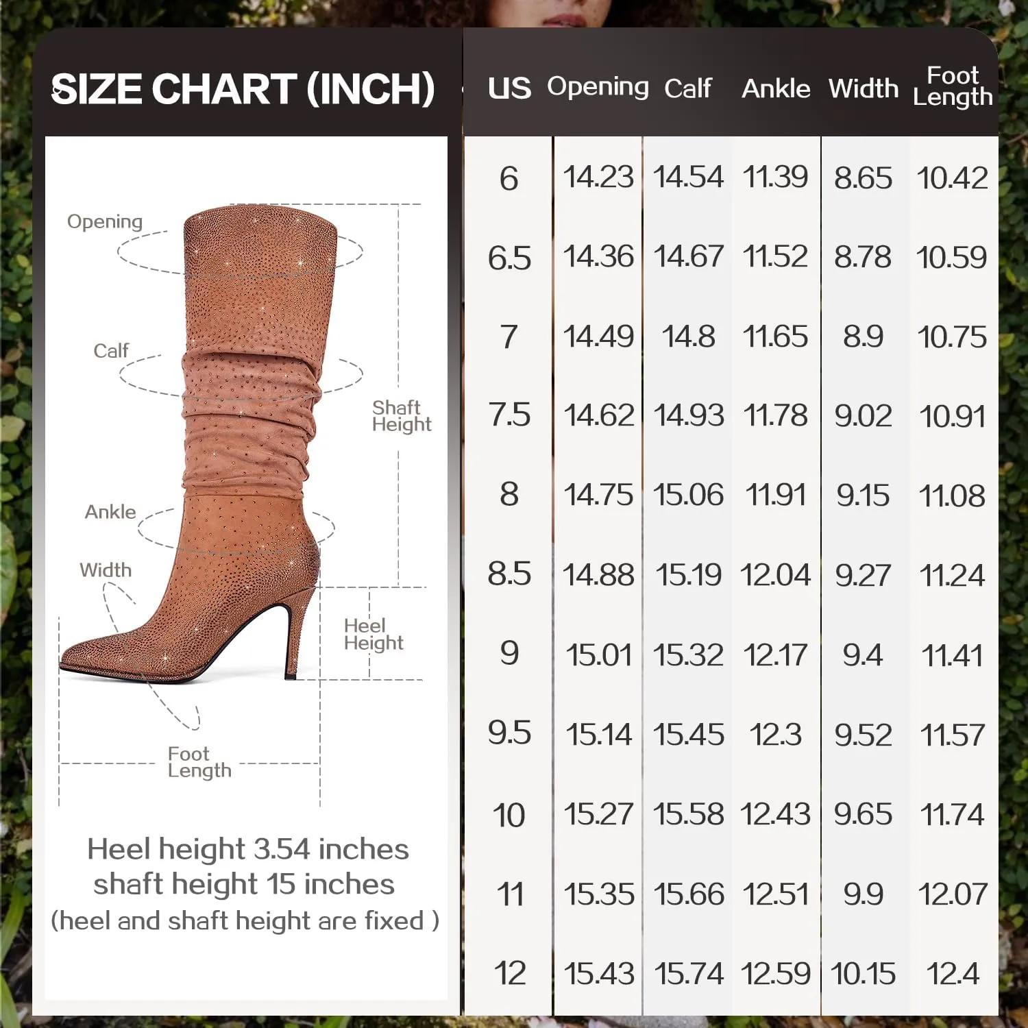 Womens Rhinestone Knee High Boots Sparkly Slouchy Tall Boots Pointed Toe High Heel Wide Calf Glitter Stiletto Boot for Women