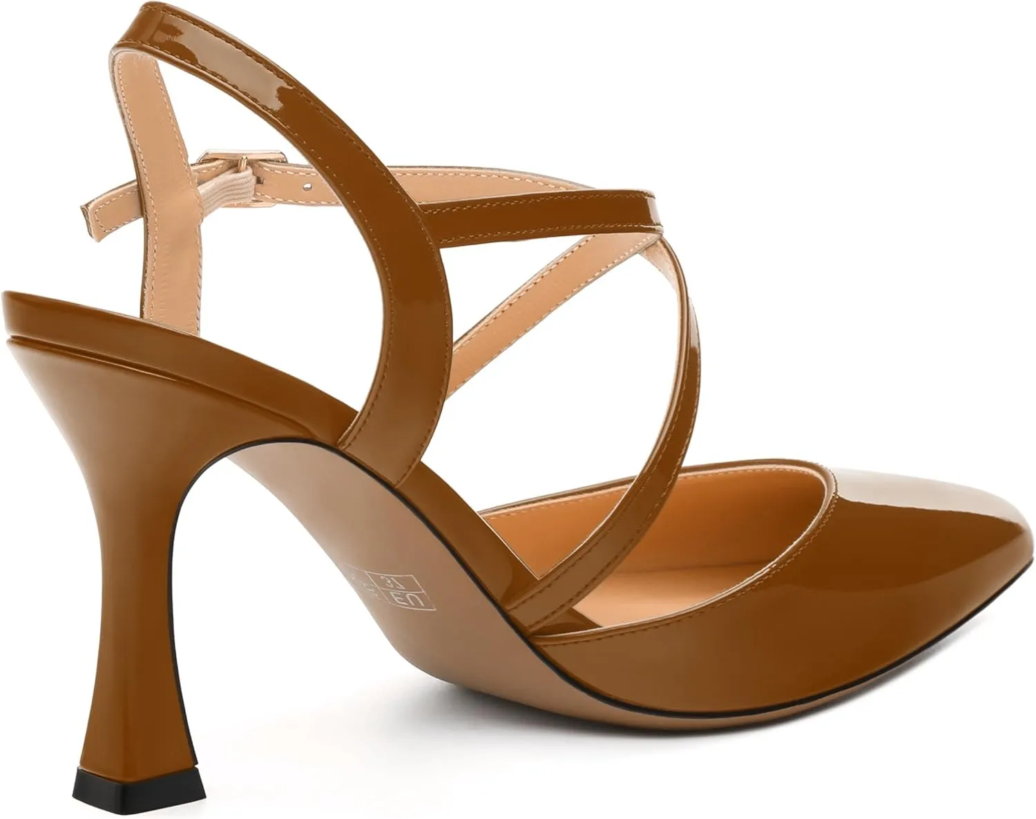 Womens Sandals, High Spool Heels Pointed Toe Sandals, Crossover Strap Kitten Heel Sandals, Closed Toe Slingback Crisscross Straps Party Dress Shoes 3.3"