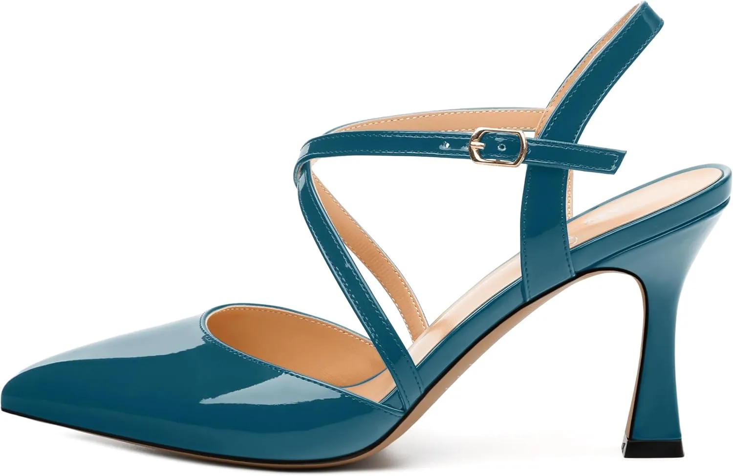 Womens Sandals, High Spool Heels Pointed Toe Sandals, Crossover Strap Kitten Heel Sandals, Closed Toe Slingback Crisscross Straps Party Dress Shoes 3.3"