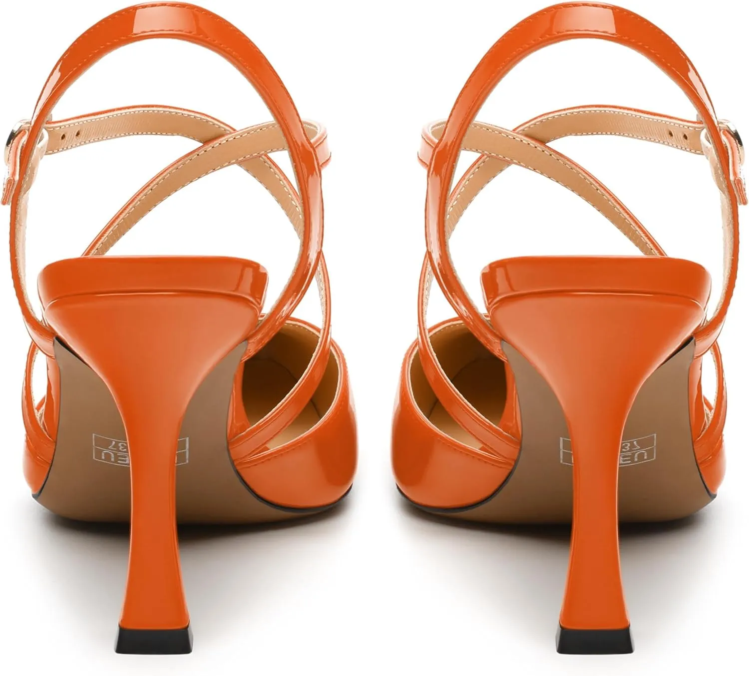 Womens Sandals, High Spool Heels Pointed Toe Sandals, Crossover Strap Kitten Heel Sandals, Closed Toe Slingback Crisscross Straps Party Dress Shoes 3.3"