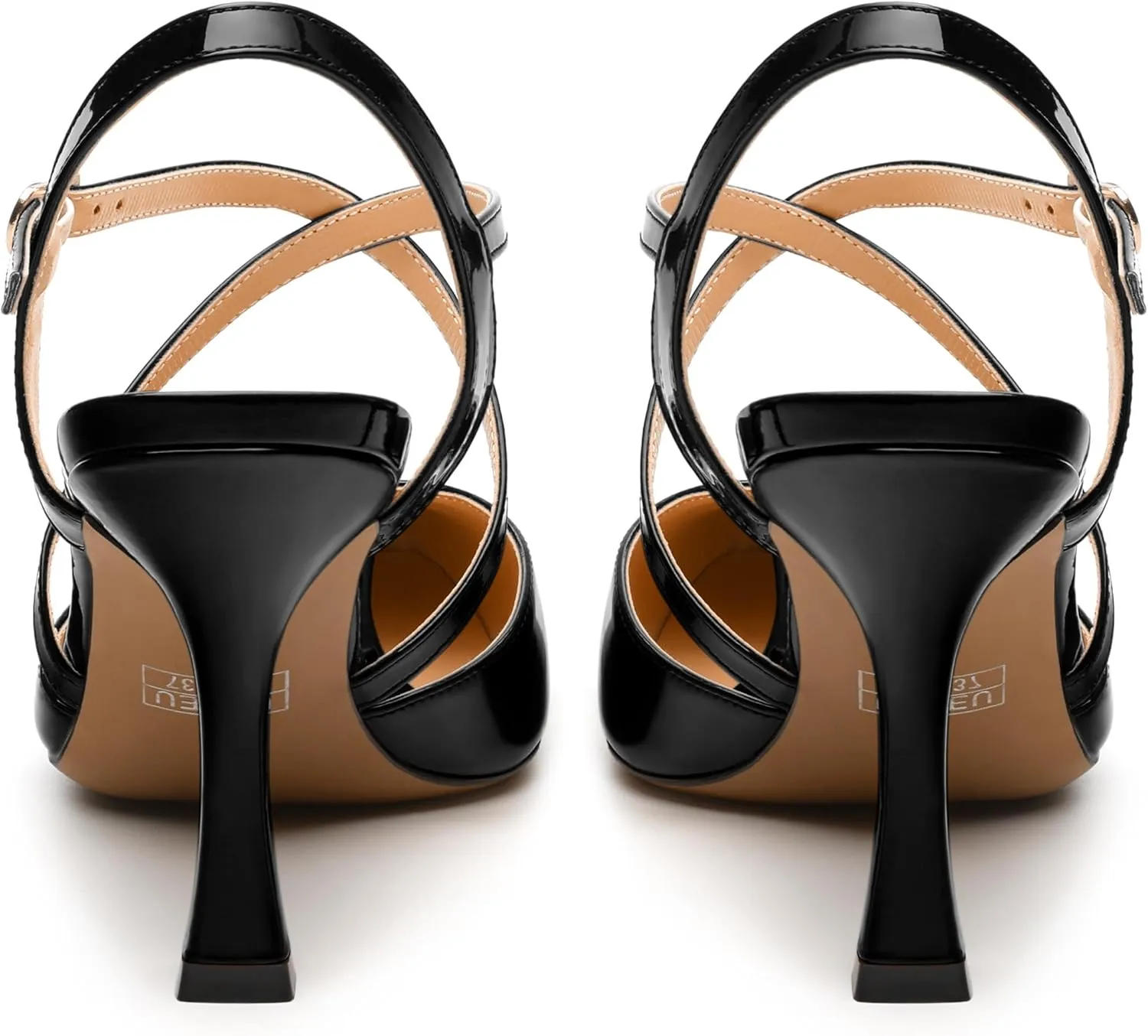 Womens Sandals, High Spool Heels Pointed Toe Sandals, Crossover Strap Kitten Heel Sandals, Closed Toe Slingback Crisscross Straps Party Dress Shoes 3.3"