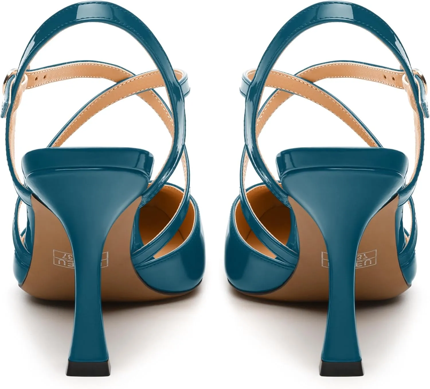 Womens Sandals, High Spool Heels Pointed Toe Sandals, Crossover Strap Kitten Heel Sandals, Closed Toe Slingback Crisscross Straps Party Dress Shoes 3.3"