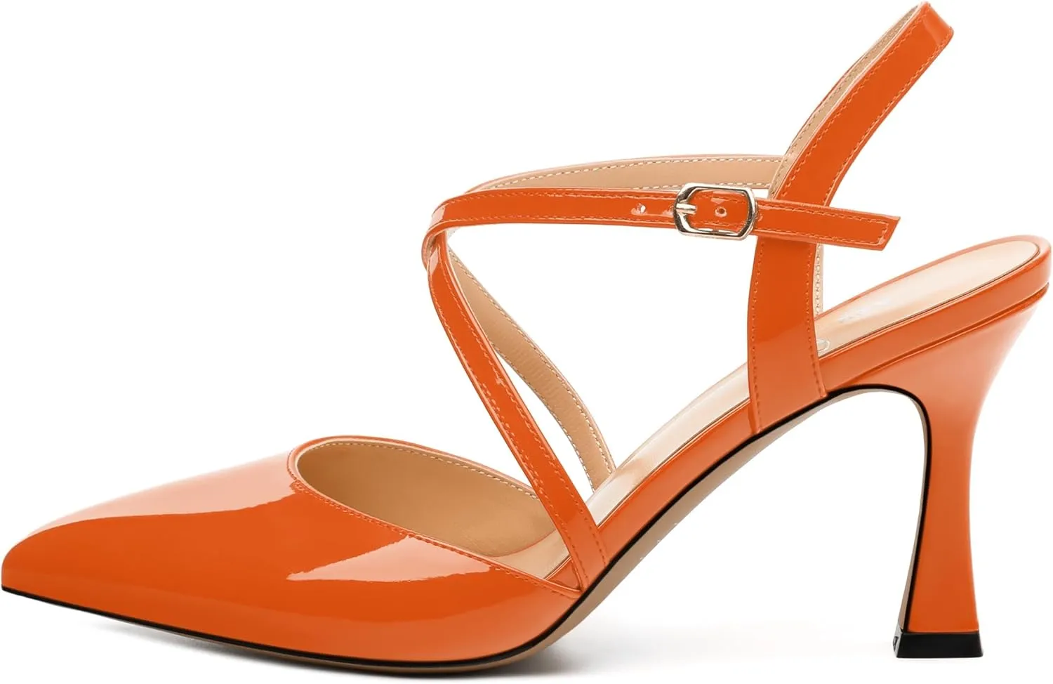 Womens Sandals, High Spool Heels Pointed Toe Sandals, Crossover Strap Kitten Heel Sandals, Closed Toe Slingback Crisscross Straps Party Dress Shoes 3.3"