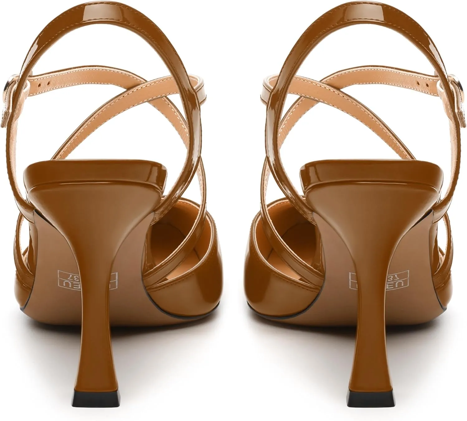 Womens Sandals, High Spool Heels Pointed Toe Sandals, Crossover Strap Kitten Heel Sandals, Closed Toe Slingback Crisscross Straps Party Dress Shoes 3.3"
