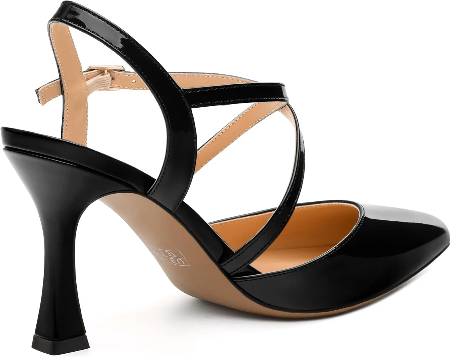 Womens Sandals, High Spool Heels Pointed Toe Sandals, Crossover Strap Kitten Heel Sandals, Closed Toe Slingback Crisscross Straps Party Dress Shoes 3.3"
