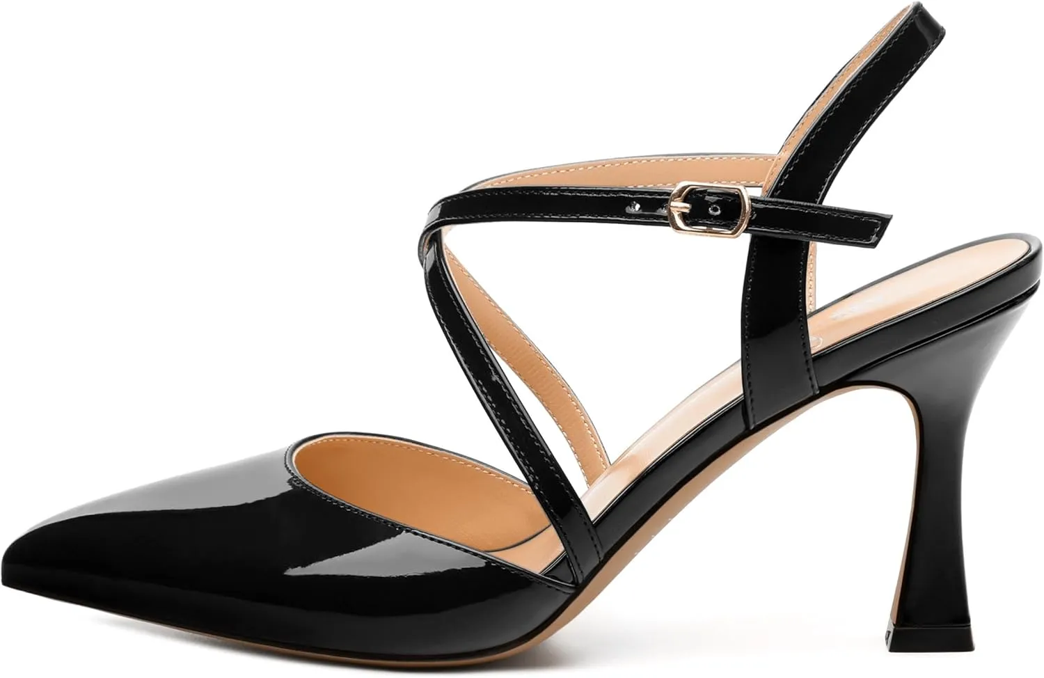 Womens Sandals, High Spool Heels Pointed Toe Sandals, Crossover Strap Kitten Heel Sandals, Closed Toe Slingback Crisscross Straps Party Dress Shoes 3.3"