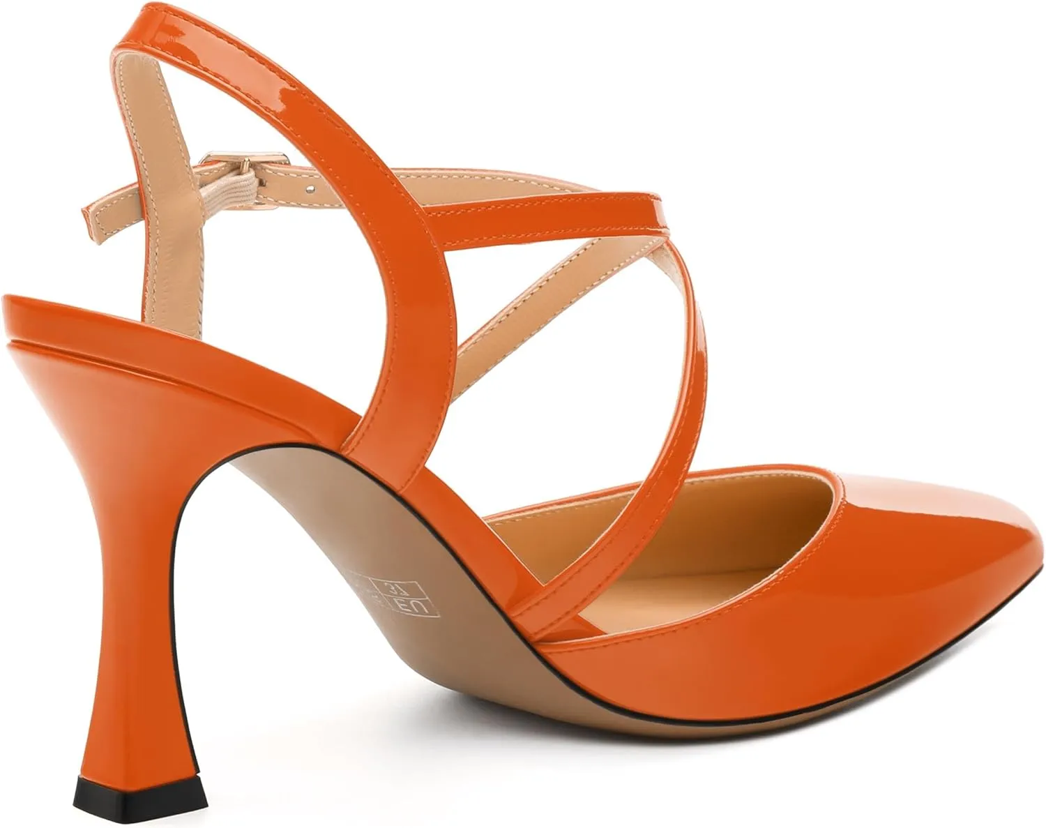 Womens Sandals, High Spool Heels Pointed Toe Sandals, Crossover Strap Kitten Heel Sandals, Closed Toe Slingback Crisscross Straps Party Dress Shoes 3.3"