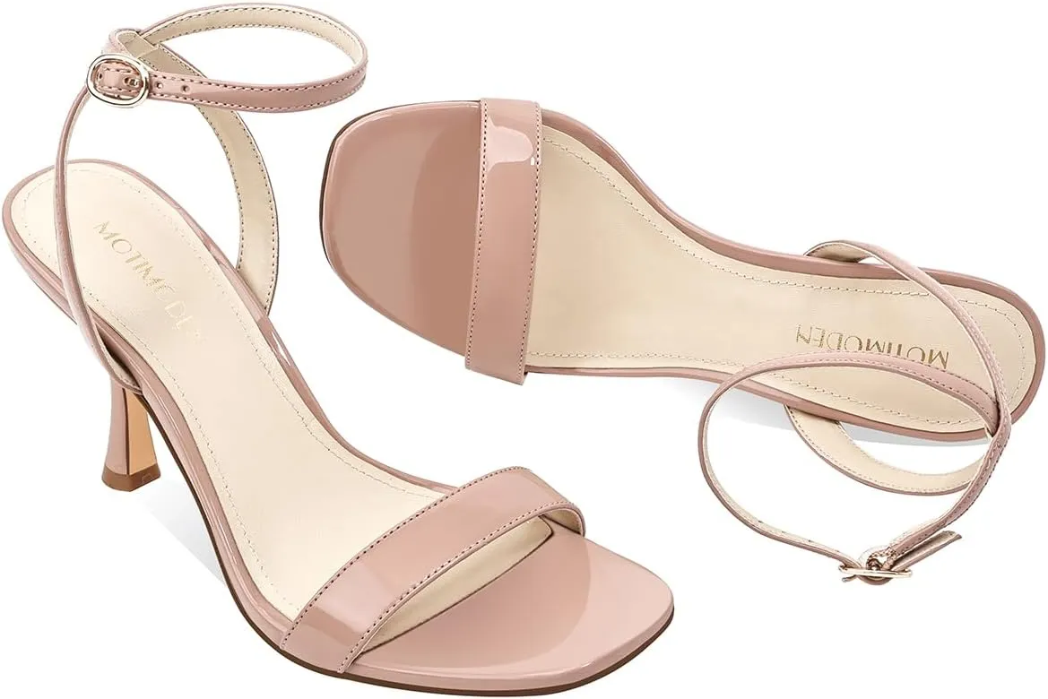 Women's Sandals Open Square Toe Sandals Ankle Strap High Kitten Heels Stilettos Square Open Toe Dressy Sexy Shoes for Women Chic Heeled Sandals