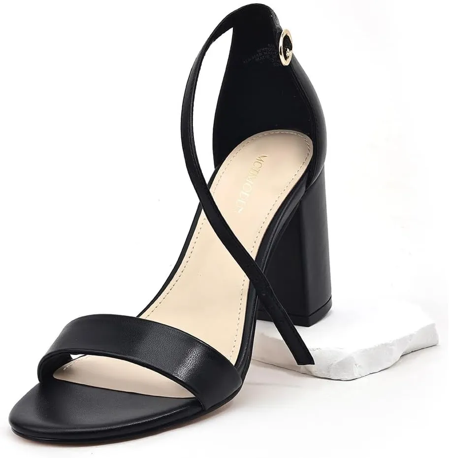 Women's Sandals Open Square Toe Sandals Ankle Strap High Kitten Heels Stilettos Square Open Toe Dressy Sexy Shoes for Women Chic Heeled Sandals