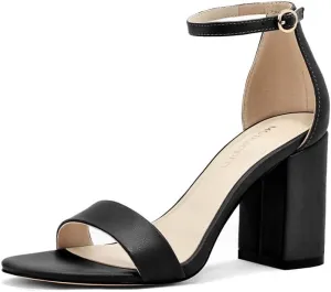 Women's Sandals Open Square Toe Sandals Ankle Strap High Kitten Heels Stilettos Square Open Toe Dressy Sexy Shoes for Women Chic Heeled Sandals