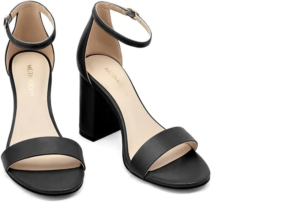 Women's Sandals Open Square Toe Sandals Ankle Strap High Kitten Heels Stilettos Square Open Toe Dressy Sexy Shoes for Women Chic Heeled Sandals