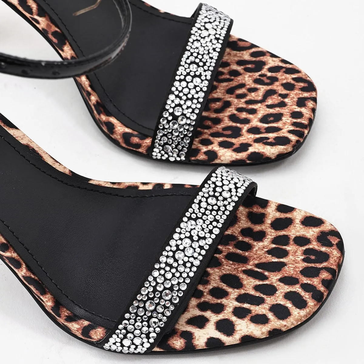 Women's Sandals Open Square Toe Sandals Ankle Strap High Kitten Heels Stilettos Square Open Toe Dressy Sexy Shoes for Women Chic Heeled Sandals