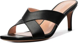 Womens Sandals Square Toe Kitten Heels Fashion Solid Matte Sandal 2.55 inch