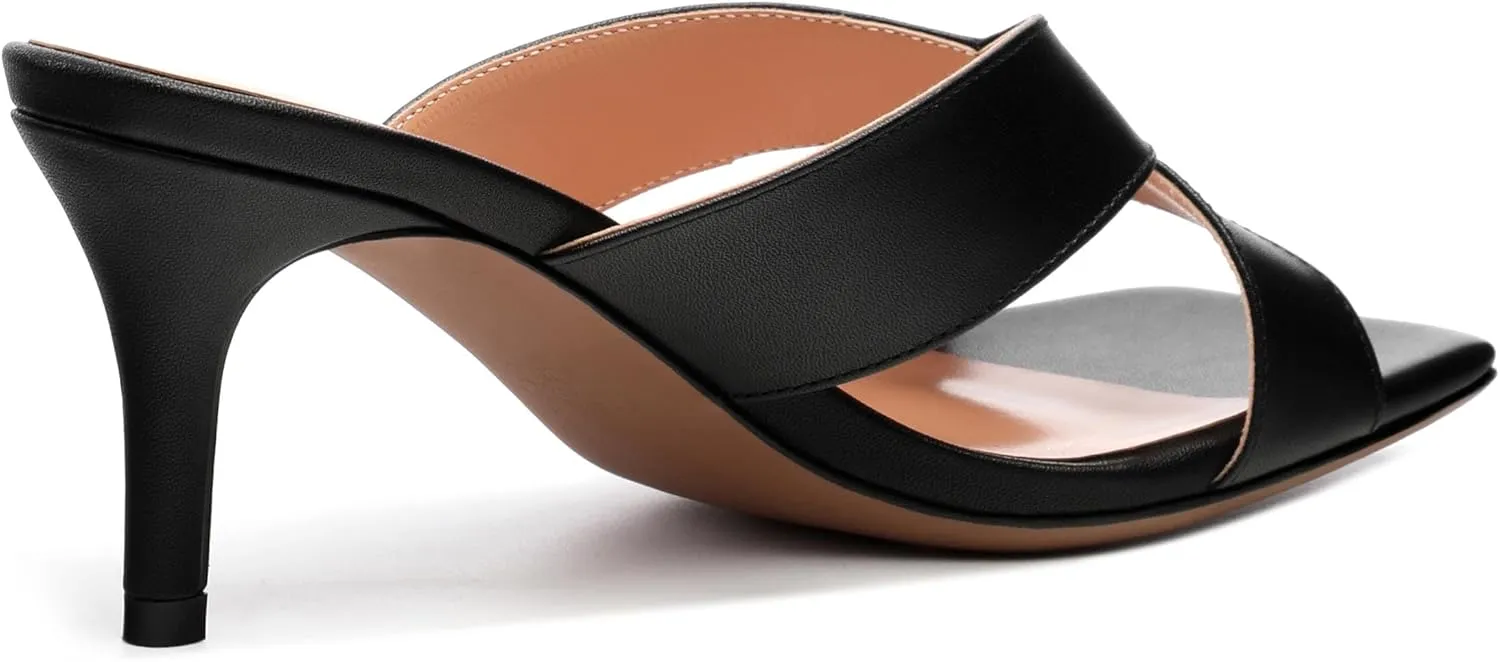 Womens Sandals Square Toe Kitten Heels Fashion Solid Matte Sandal 2.55 inch