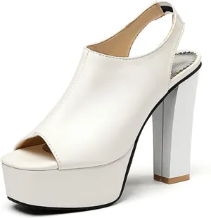 Women's Sandals Square Toe Platform Chunky Heel Fish Mouth High Heel Sandals Sexy Fashion Everyday Casual Walking Party Plus Size 12Cm/4.7 in Summer Sandals