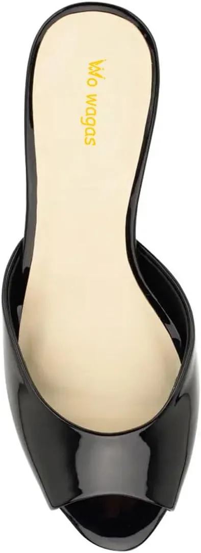 Women’s Sexy Mules Peep Toe Slippers Slip On Sandals Kitten Mid Heels Open Round Toe Shoes Evening Party Prom Size 4-16 US