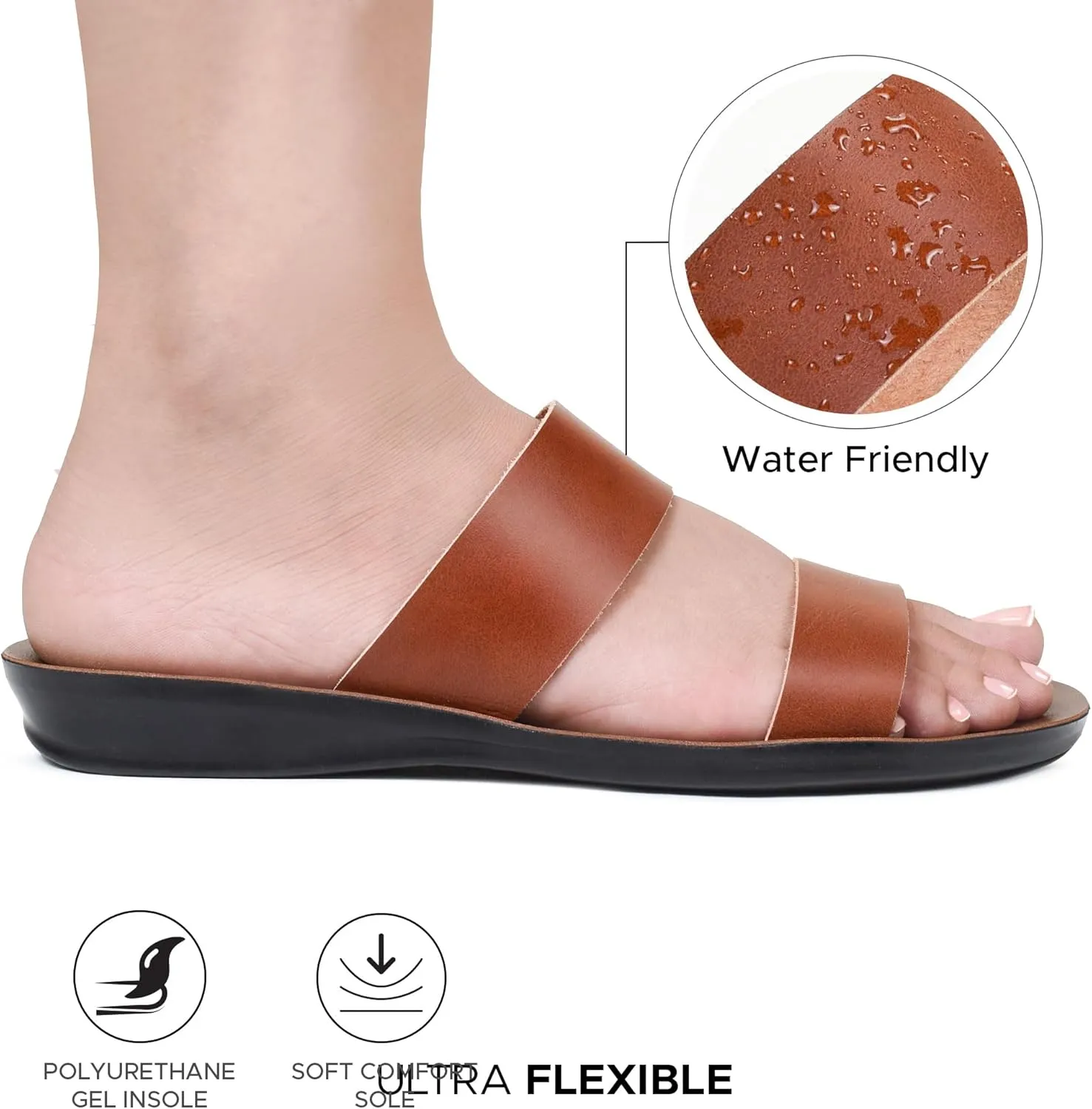 Womens Slides Slip On Comfort with Arch Support Slides for Women Summer Yoga Mat Indoor Outdoor Walking Ladies Flat Sandals Dressy Non Slip Footbed Cute Beach Sandalias De Mujer