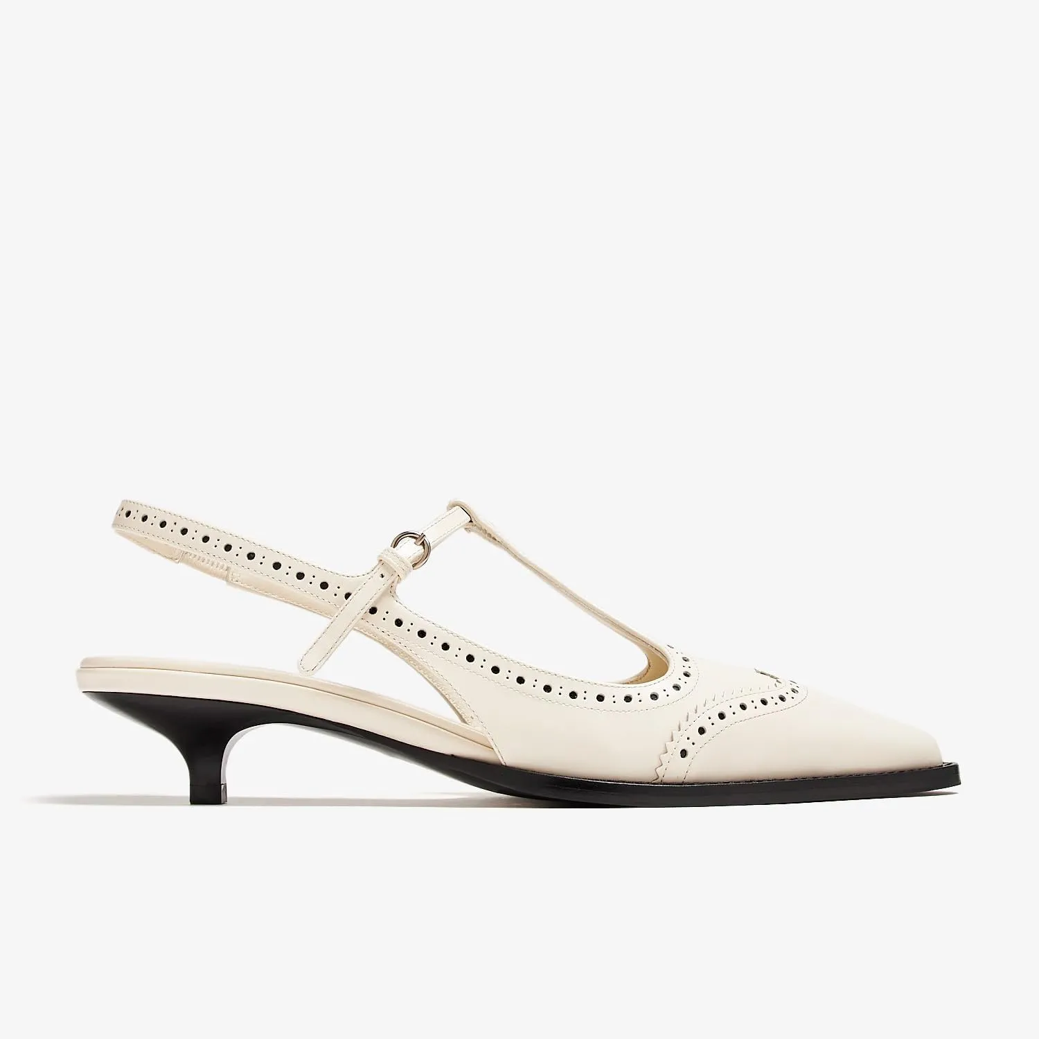 Women's Slingback Kitten Heel Pumps Embroidered Pointed Toe T-strap Sandals Low Heel Embroidered Oxford Dress Shoes For Wedding Party