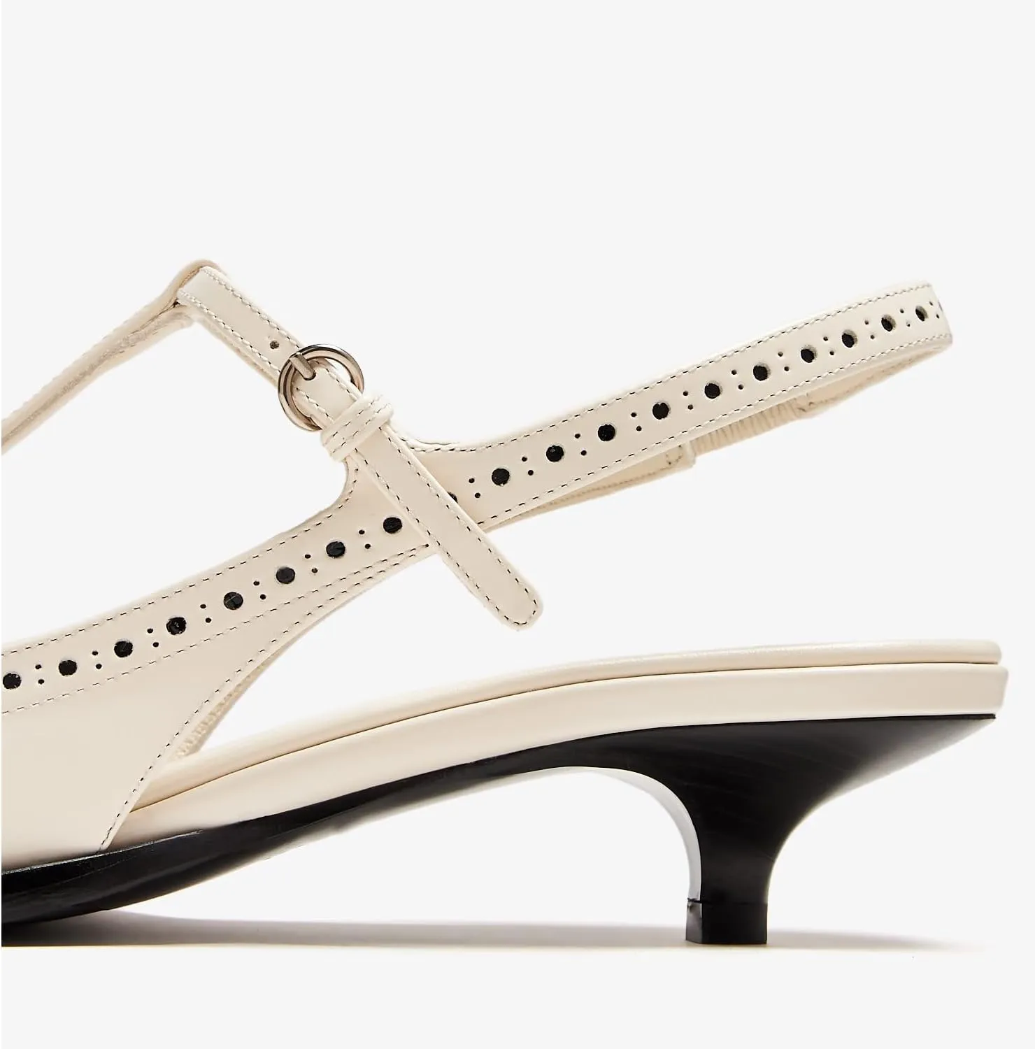 Women's Slingback Kitten Heel Pumps Embroidered Pointed Toe T-strap Sandals Low Heel Embroidered Oxford Dress Shoes For Wedding Party