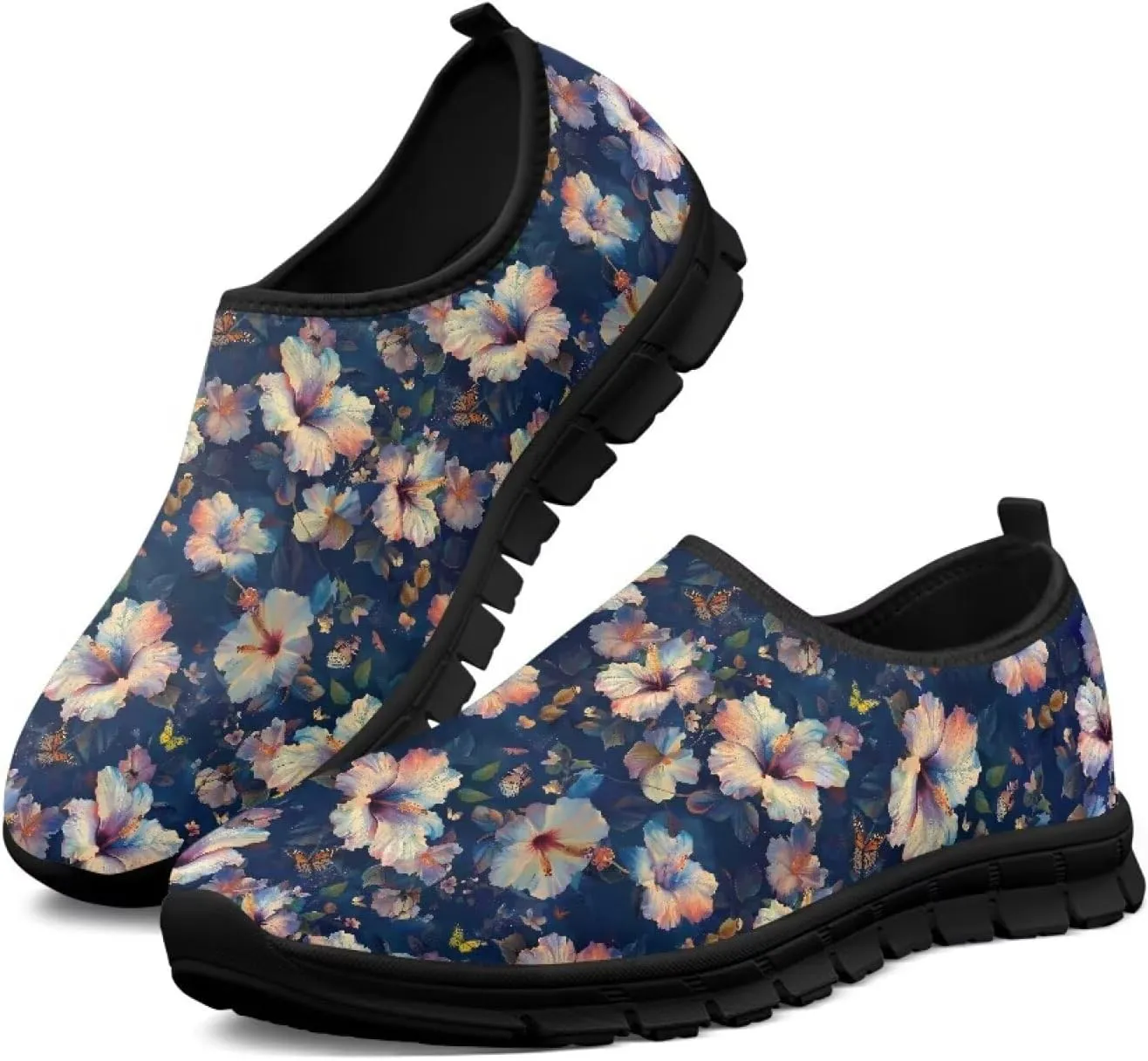 Womens Slip On Walking Shoes Non Slip Breathable Gym Sneakers Lightweight Loafers for Camping Jogging