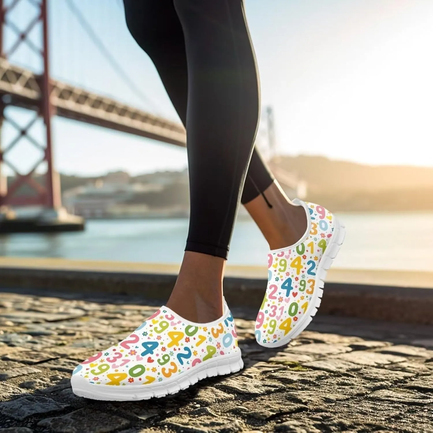 Women's Sneakers Casual Low Top Running Sneaker Flat Loafers Breathable Comfortable Slip On Holiday Shoes for Womens