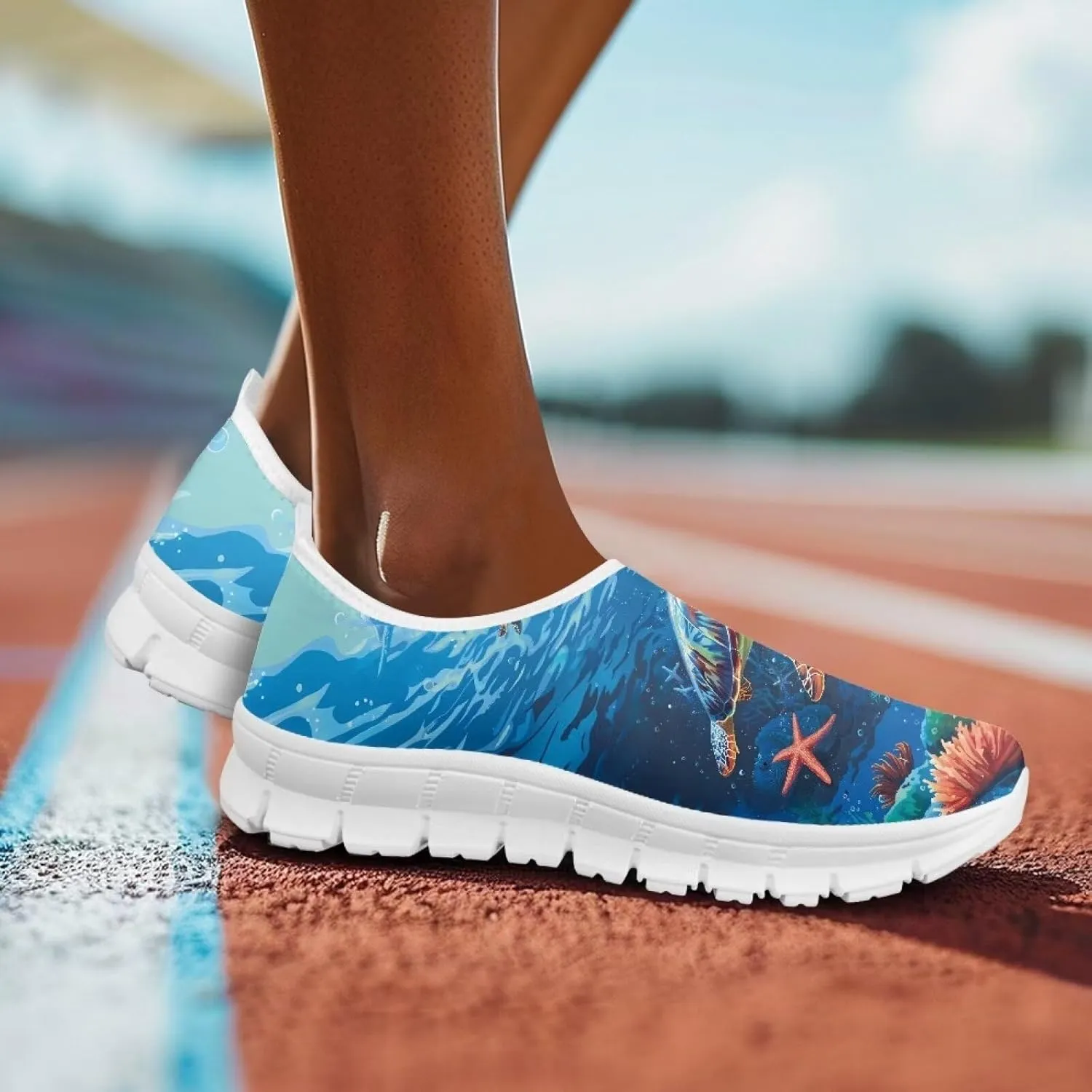 Women's Sneakers Casual Low Top Running Sneaker Flat Loafers Breathable Comfortable Slip On Holiday Shoes for Womens
