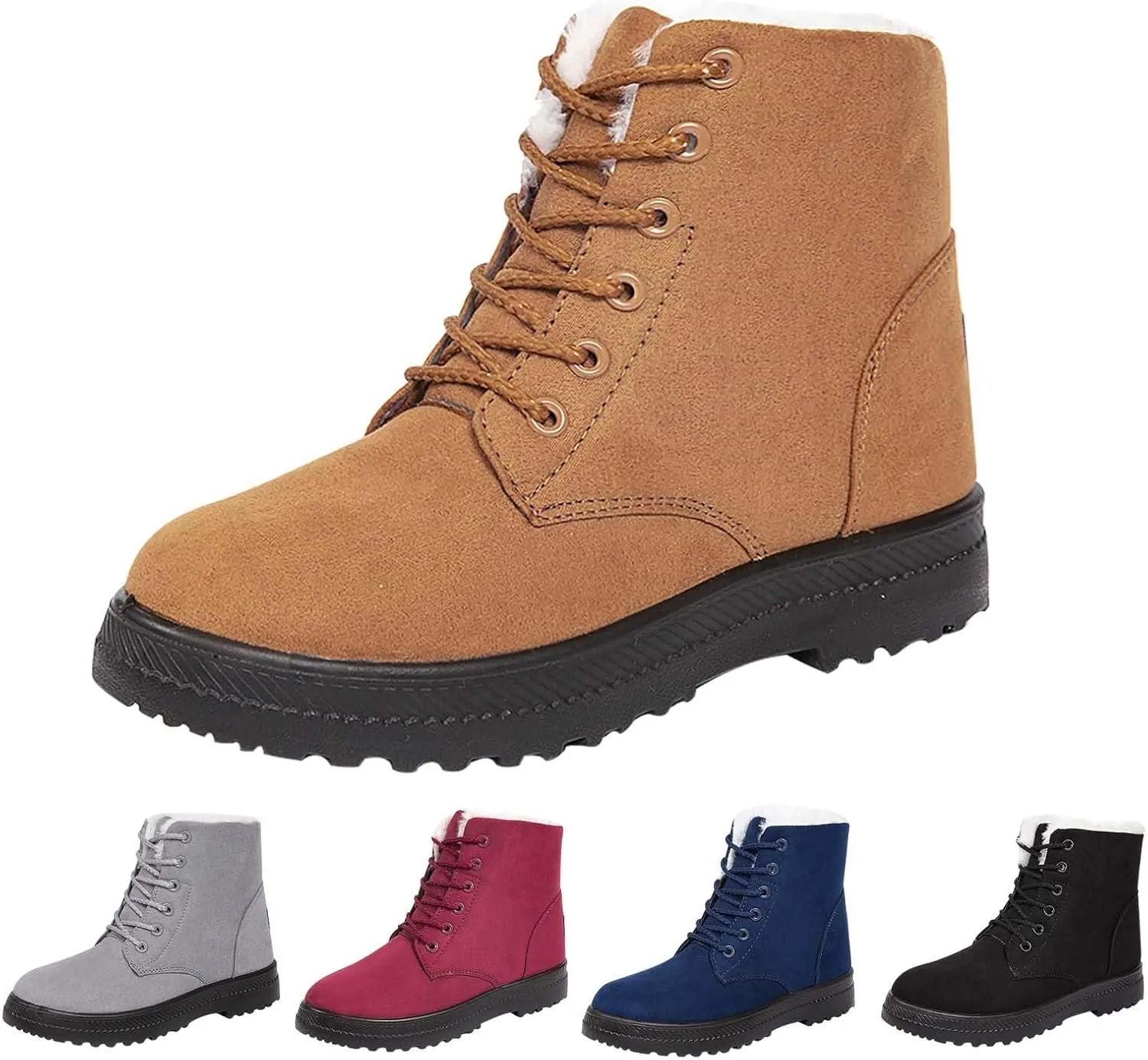 Womens Snow Boots Size Heel Women's Boots Breathable Fashion Round Head Chunky Heel Women's on Snow Boots for Women