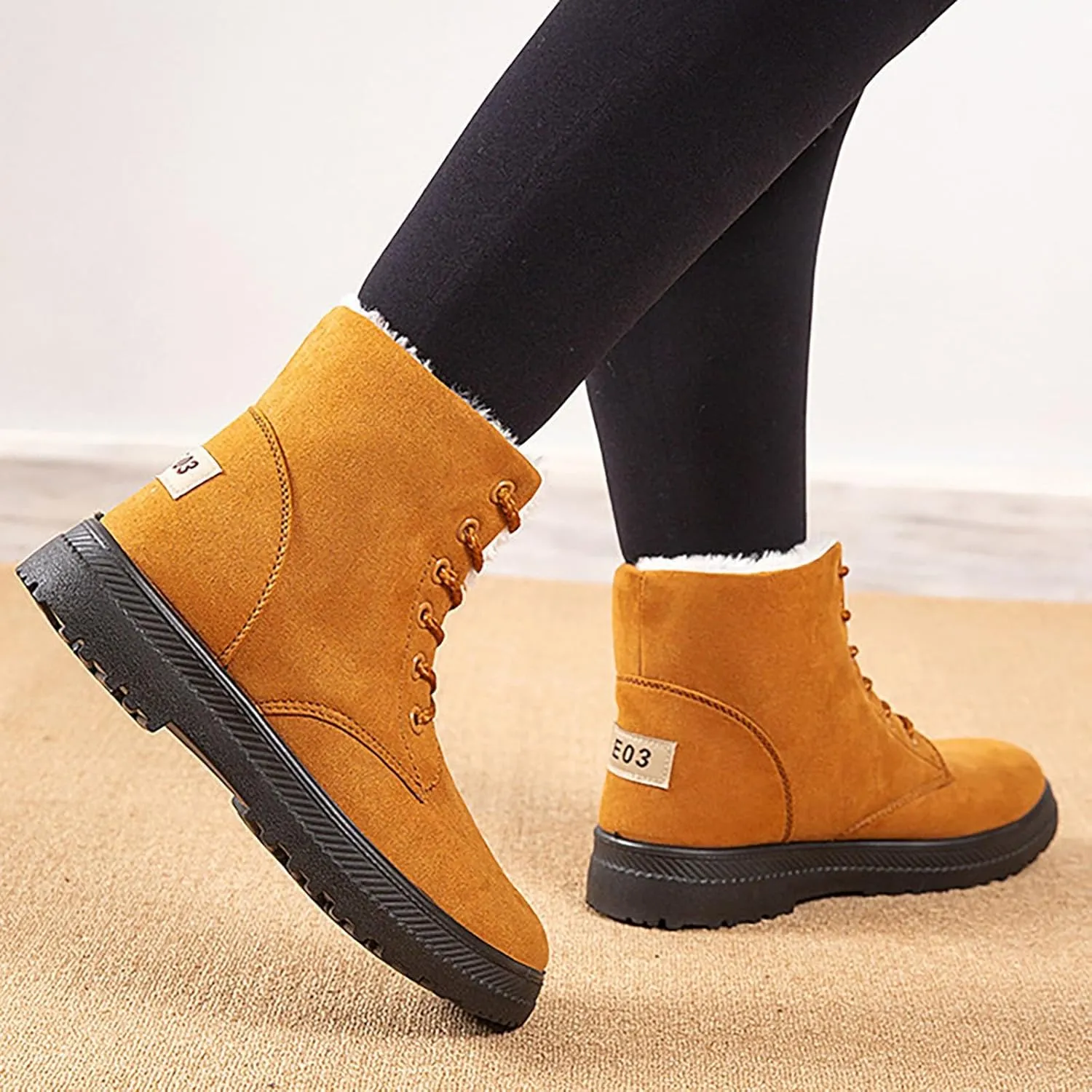 Womens Snow Boots Size Heel Women's Boots Breathable Fashion Round Head Chunky Heel Women's on Snow Boots for Women