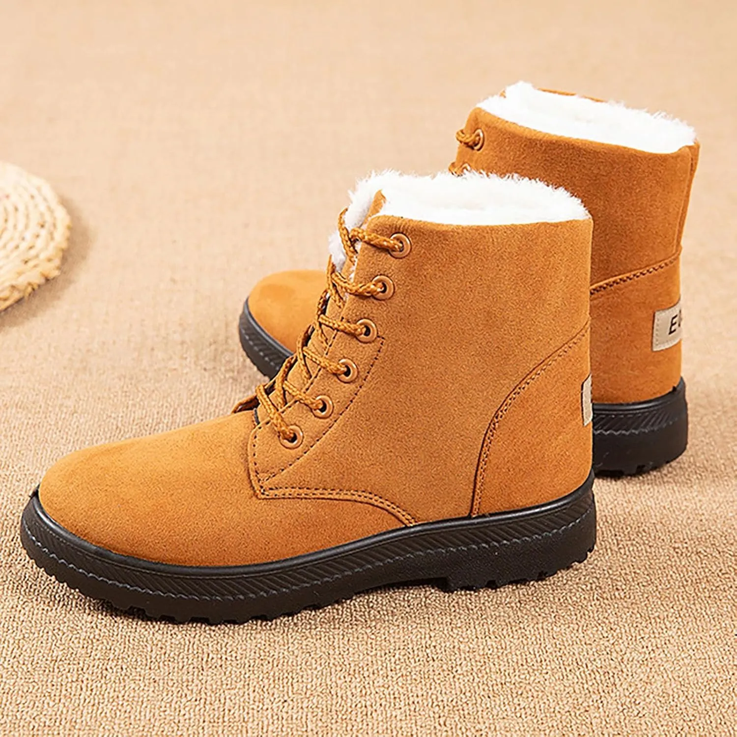 Womens Snow Boots Size Heel Women's Boots Breathable Fashion Round Head Chunky Heel Women's on Snow Boots for Women